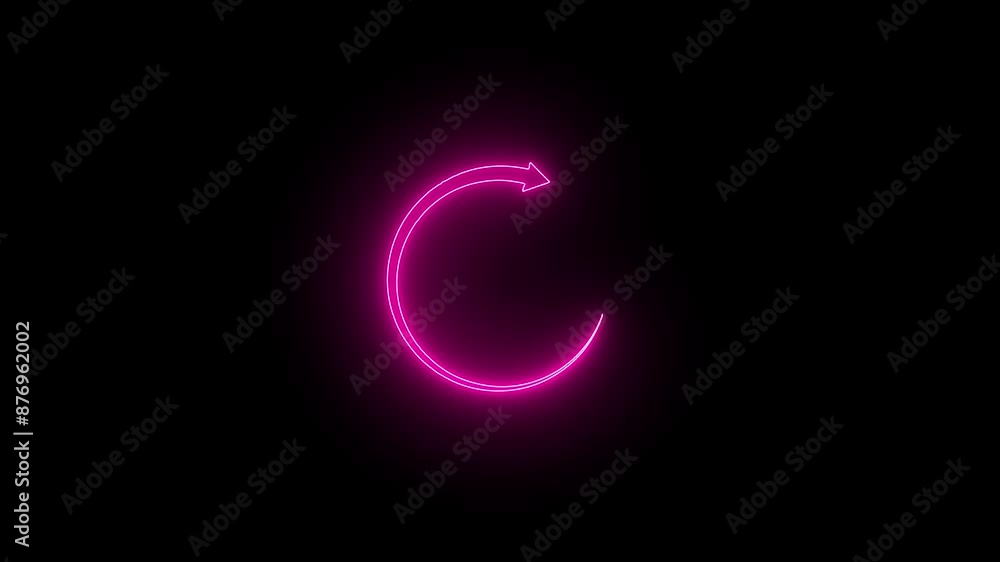 Poster animation of glowing neon line refresh icon isolated. reload symbol.simple arrows, update, reload. n