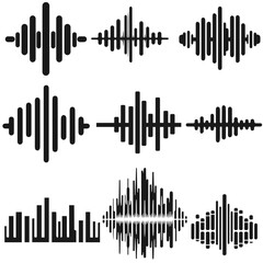 Audio Signal silhouette vector isolated on white background	