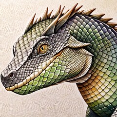 Intricate pattern on the scales of a watercolor Komodo dragon