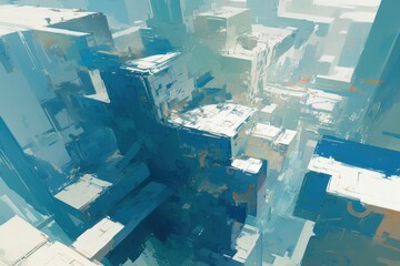 Obraz premium Abstract Cityscape in Blue and White