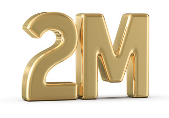 2M Followers Gold Number 3D Render