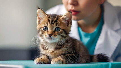 Cat visiting vet for regular checkup