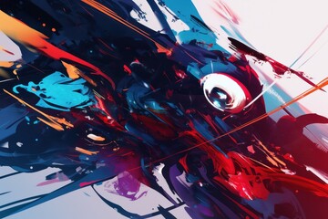 Abstract Digital Art with Bold Colors and Dynamic Shapes