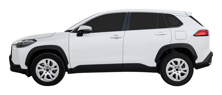 Fototapeta Side view white suv car