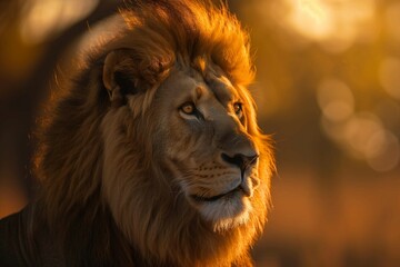 Naklejka premium Close-up portrait of a majestic lion