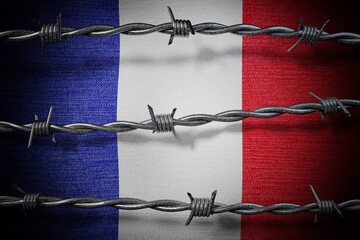 France flag and barbed wire - 3d illustration