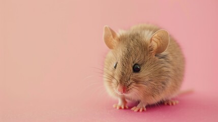 A closeup of a small soft mouse toy isolated on colorful background