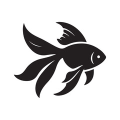 Obraz premium A gold fish silhouette vector art illustration