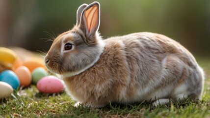 easter bunny with easter eggs