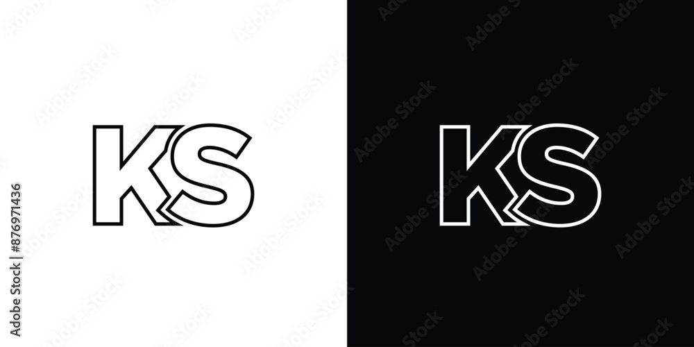Poster letter k and s, ks logo design template. minimal monogram initial based logotype.