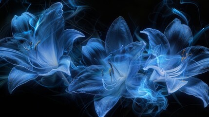 Obraz premium Beautiful blue lilies background. Video for ads, medical, business, education, and many more