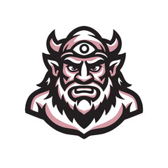 Vector illustration of a savage viking head on a white background