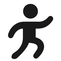 Black and white vector silhouette of a running icon isolated on white background