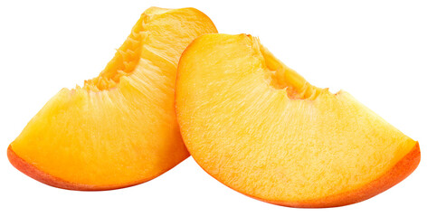 Peach slice isolated png. Peach slices on transparent background. PNG format. Cut peach no...