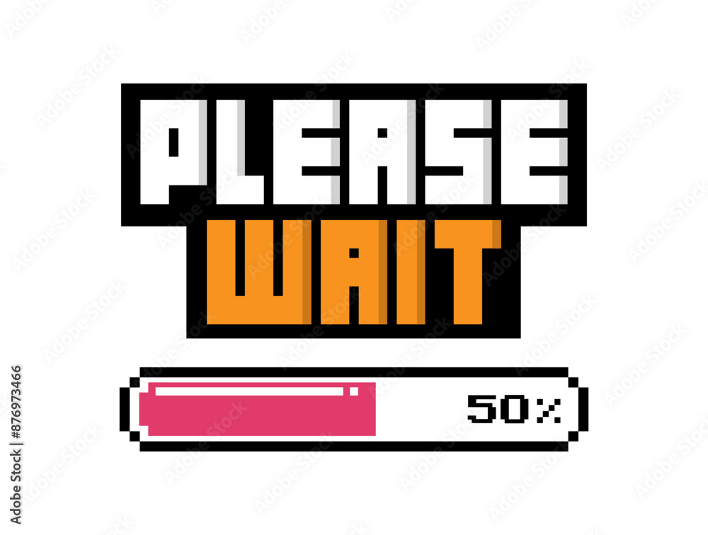 Poster please wait loading bar concept on white background