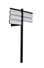 Blank guide post or Traffic sign, with transparent image of PNG.