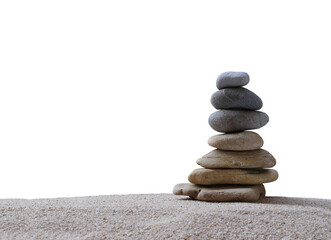 Balance stones are arranged in a pyramid shape,Stone stacked with transparent image.