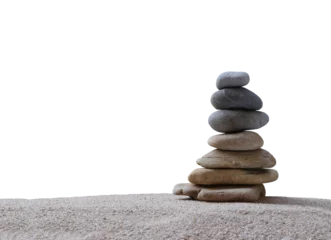 Fotobehang Zen Stenen Balance stones are arranged in a pyramid shape,Stone stacked with transparent image.  © meepoohyaphoto