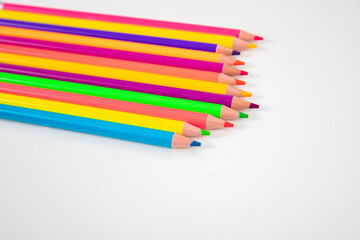 Colorful pencils on white, kids creativity, back to school concept