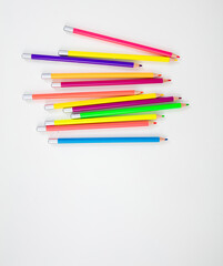 Colorful pencils isolated on white, kids creativity, back to school concept