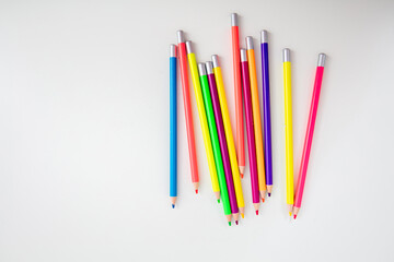 Colorful pencils isolated on white, kids creativity, back to school concept