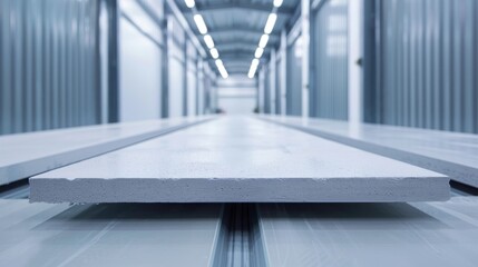 Obraz premium Durable slabs with advanced thermal resistance, arranged in a cold-weather testing facility, highlighting their efficiency and strength