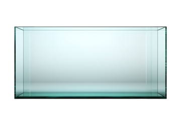 A Rectangular Glass Tank Awaits Its Inhabitants on a White or Clear Surface PNG Transparent Background.