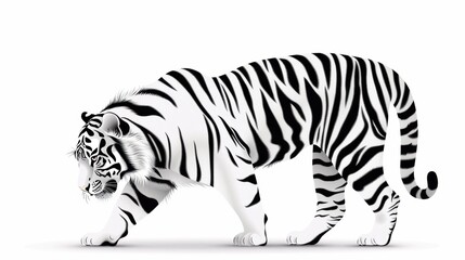 Obraz premium A black and white coloring book illustration of a tiger with clean outlines and crisp lines, designed to be very easy for coloring enthusiasts.