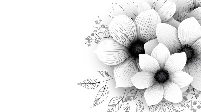 Intricately designed single flowers in black and white, featuring very easy coloring with crisp lines and clean outlines. These floral patterns are ideal for creating stunning artwork in coloring