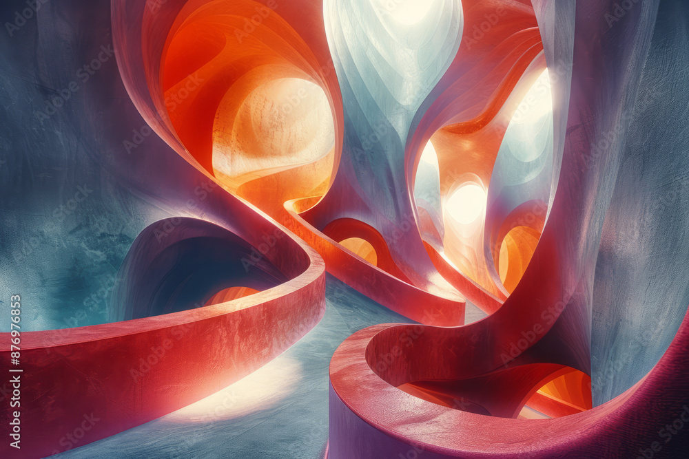 Poster a dynamic composition of abstract shapes that appear to be moving and vibrating, perfect for capturi