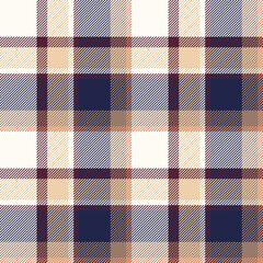 Plaid seamless pattern in blue. Check fabric texture. Vector textile print.