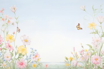 Fototapeta premium Painting of summer border backgrounds outdoors nature.