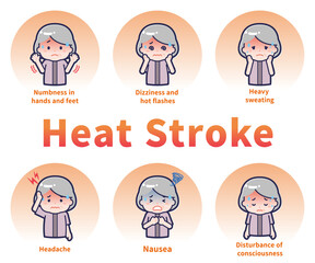 さまざまな熱中症症状を訴えるシニア女性