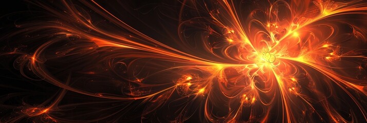 Abstract black and orange background with a fractal design