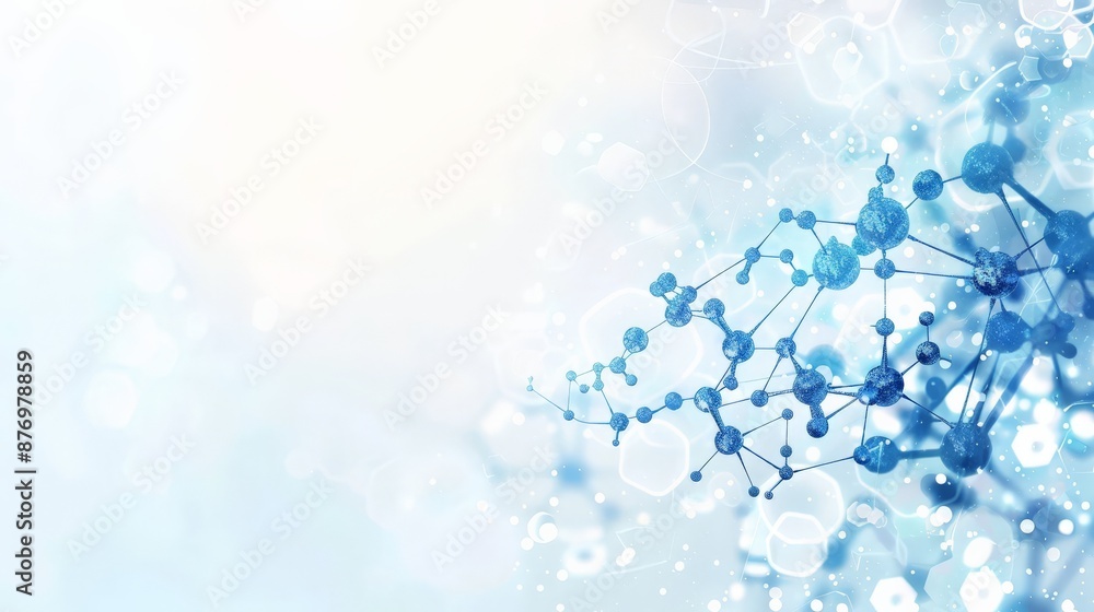 Aufkleber blue molecular structure with bokeh effects. perfect for healthcare and scientific research concepts