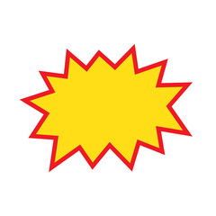 Blank sale tags. Ribbon sale banners. Red and yellow starburst stickers. Pop art funny bang bubble on white background. Cartoon comic style.