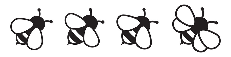 Honey Bee icon. Insect character. Cartoon flying bee.