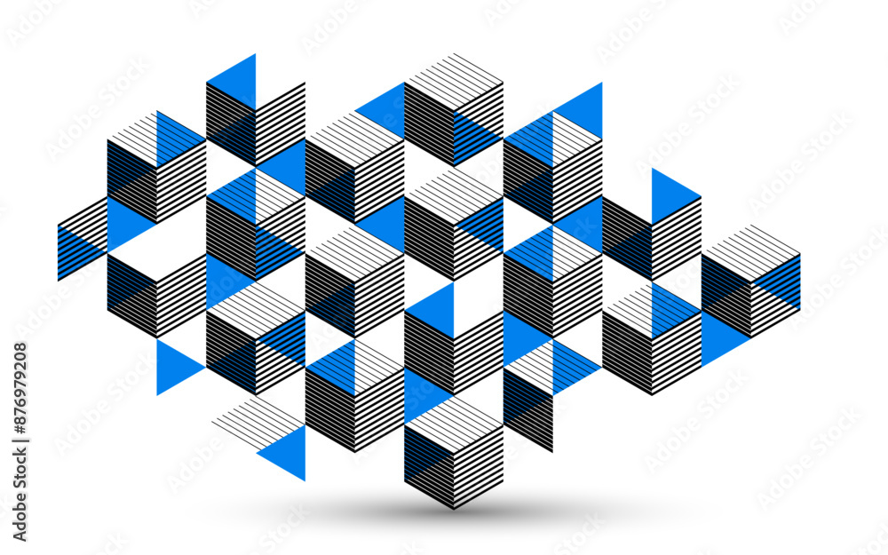 Canvas Prints abstract vector wallpaper with 3d isometric cubes blocks, geometric construction with blocks shapes 