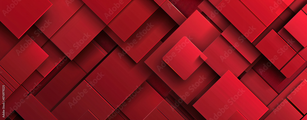 Aufkleber red geometric background with red squares and shapes, vector illustration in the style of dark color