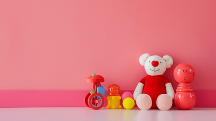 Obraz premium baby toys isolated on pink and red background