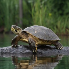 Fototapeta premium turtle on a rock