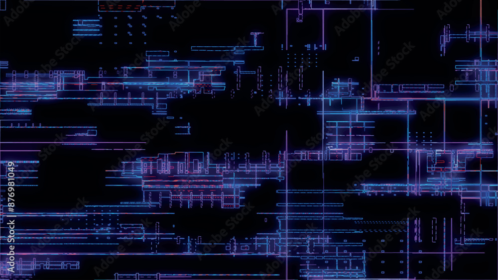 Poster printed circuit board. visualization of advanced technology concept: pcb processor microchip, digiti