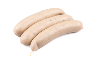 Bayerische Weißwurst - leckere Wurst auf weißem Grund