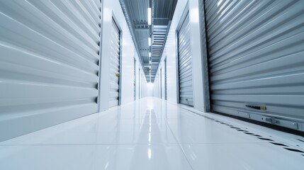 Obraz premium High-efficiency cold storage system, perfectly aligned slabs in a chilled environment, showcasing state-of-the-art technology and orderliness