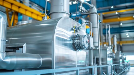 High-efficiency industrial furnace, optimizing heat utilization and performance, cutting-edge engineering and technology in a clean setting