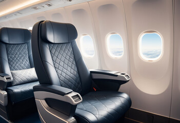 Seats in the cabin of an airplan