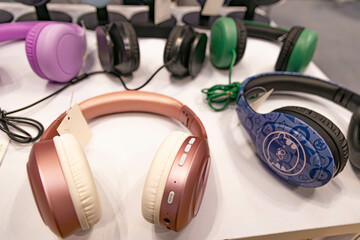 Headphones on display at store