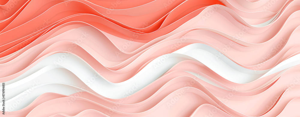 Aufkleber abstract background with wavy lines in coral color, illustration. abstract background with wavy line