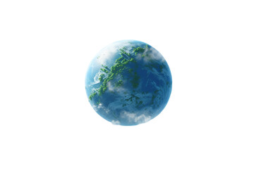 A Serene Blue Marble Floating in a White Void on a White or Clear Surface PNG Transparent Background.