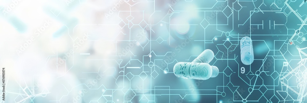 Poster molecular structure with digital interface elements. perfect for medical and scientific technology t